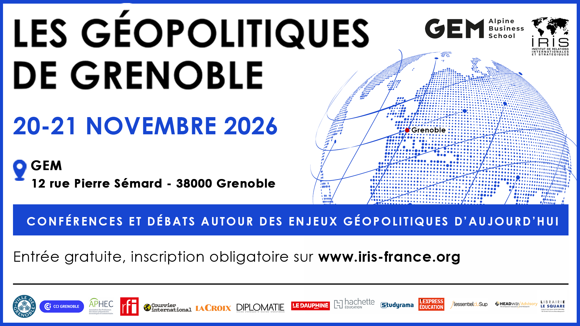 HEADway et l’Essentiel du Sup partenaires de l’événement “Les Géopolitiques de Grenoble”